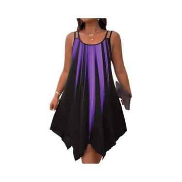 Imagem de Vestido feminino plus size elegante estilo boêmio com alça dupla e est