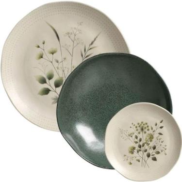 Imagem de Jogo de Pratos 12 Peças Cerâmica Porto Brasil Orgânico Verde Mesa Post
