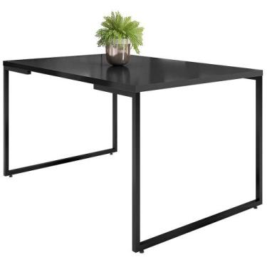 Imagem de Mesa de Jantar 4 Lugares Retangular Rivera F01 Industrial Preto Fosco 