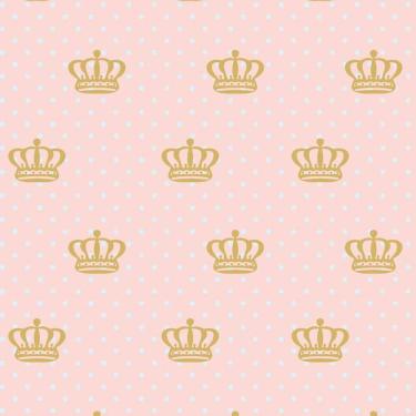 Imagem de Papel Parede Rosa Claro E Coroa Adesivo Lavavel Sala Quarto