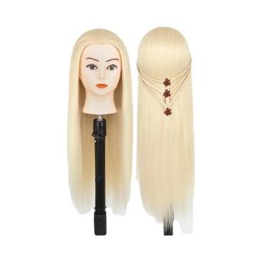 Imagem de Cabeça De Manequim De 24 Polegadas Com Cabelo De Fibra Para Prática De