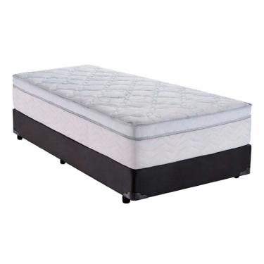 Imagem de Cama Box Solteiro 88 Sintético Preto Com Colchão Toronto Molas Ensacadas Branco D33 32cm
