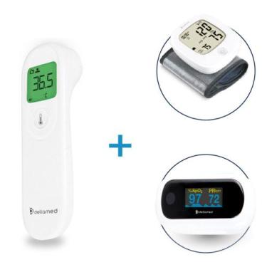 Imagem de Kit Termômetro Infravermelho + Aparelho de Pressão + Oxímetro com Alar