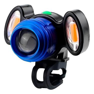 Imagem de Farol De Bicicleta 300lm Recarregável Led Usb Ip65 Com 4 Modos De Iluminação – Azul
