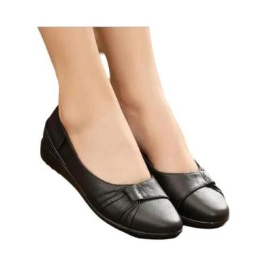 Imagem de Sapatos Femininos Pretos Leves Antiderrapantes Confortáveis Slip-On, M