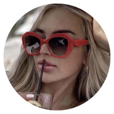 Imagem de Óculos Sol Feminino Branco Blogueira Tendência Moda Vermelho - - anjo 