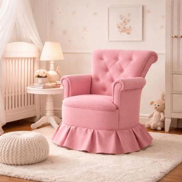 Imagem de Poltrona Balanço Amentação Quarto Confortável Descanso Sala Leitura Suede Suede Rosa