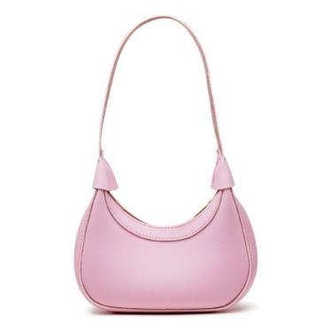 Imagem de Bolsa Hobo Meia Lua De Ombro Pequena Estilo Retrô - JS Bolsas, Rosa