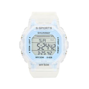 Imagem de Relógio Feminino Digital Esportivo Azul Claro Transparente - Tudo em Caixa