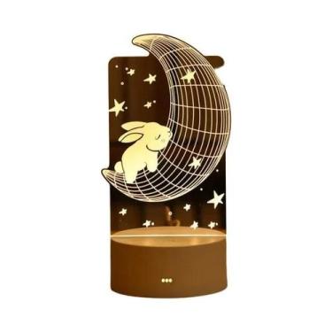 Imagem de Luminária De Noite LED 3D Romântica Para Crianças, Lâmpada De Mesa Par