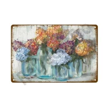 Imagem de Placa De Metal Vintage Com Flores Para Decoração De Parede De Jardim, 