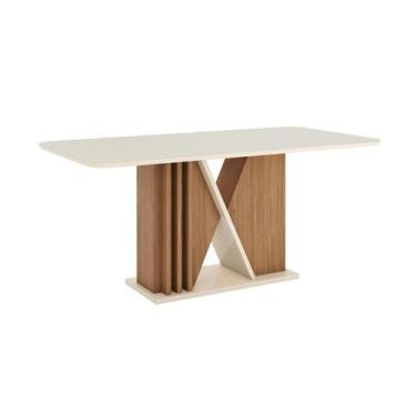 Imagem de Mesa de Jantar Valine 06 Lugares Canto Arredondado com Vidro SC146 Nat