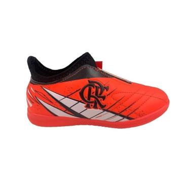 Imagem de Chuteira Flamengo Oxn Avanti 3 Elastic Neo Futsal Pro Pvc - Infantil -  Coral/Branco-Unissex