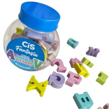 Imagem de Borracha Cis Mini Fantasia Letras Atóxica com Cores Vibrantes e Formatos Variados Embal...