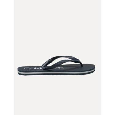 Imagem de Chinelo Calvin Klein Swimwear Silk Basic Grey Logo Azul Marinho-Masculino