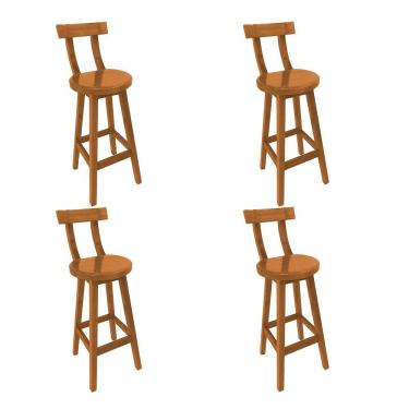 Imagem de Kit 4 Bancos Altos Girafa Madeira com Encosto Design Moderno para Bancada e Área Gourme...