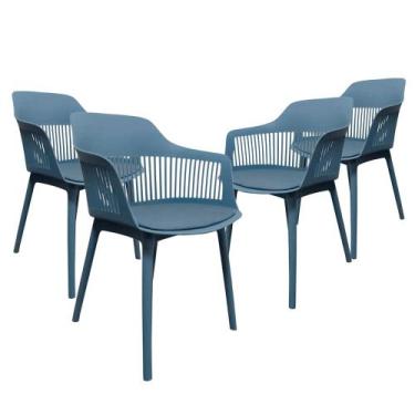 Imagem de Kit 4 Cadeiras de Jantar Design Marcela Azul com Estofado - SF.Home