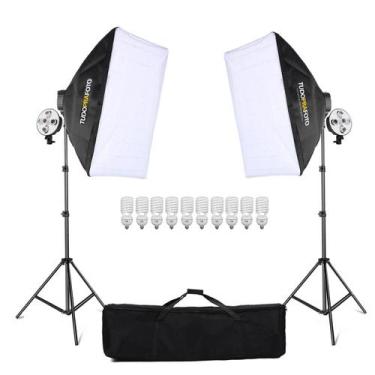 Imagem de Estúdio Fotográfico Softbox Completo com 2 Tripés + 10 Lâmpadas - 220v