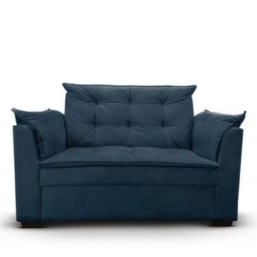 Imagem de Sofá 2 Lugares Para Sala Moderno Confortável Andreia Suede Azul Marinh
