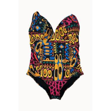 Imagem de Maiô Plus Size Com Bojo Estampado Banho de Mar (TAM: 50 e 52), Haveloc