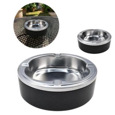 Imagem de Cinzeiro de Metal 11cm Redondo Resistente Luxuoso - Fx, Preto