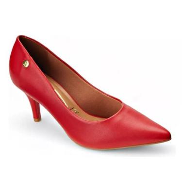 Imagem de Sapato Scarpin Vizzano Bico Fino Salto Medio Feminino Vermelho, 37, Ve