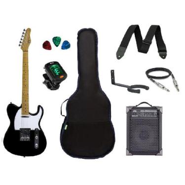 Imagem de KIT Guitarra Tagima Woodstock Telecaster Tw55 Preta + Amp
