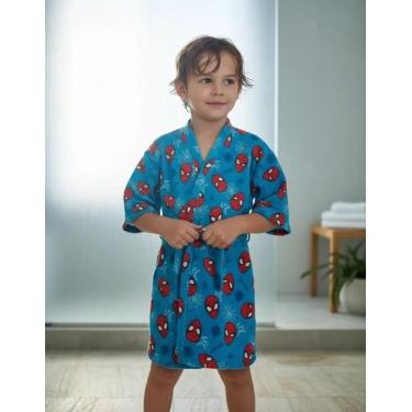 Imagem de Roupão Infantil De Banho Natação Menino Personagens Temático Felpudo S