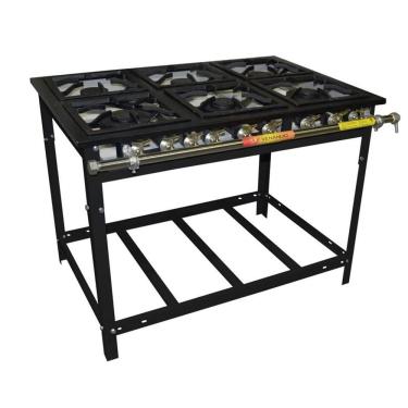 Imagem de Fogão a Gás 6 Bocas E6D3E com 3 Queimadores Duplos e Espera para Forno Metalúrgica Venâncio