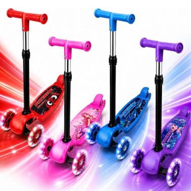 Imagem de Patinete Criança 3 Rodas Dobrável Roda Led Guidão Ajustável - - Europi
