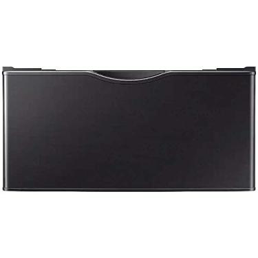 Imagem de SAMSUNG Suporte de pedestal para máquina de lavar e secadora de 68 cm com gaveta de armazenamento de roupa, aço inoxidável, WE402NV/A3, preto escovado