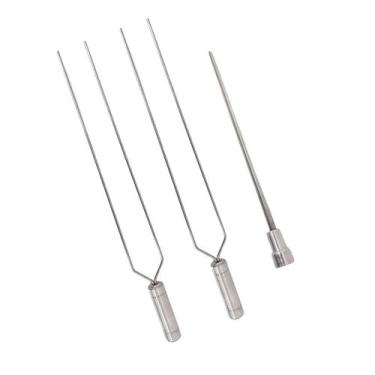 Imagem de Kit 3 Espetos Inox Lâmina 40cm Duplo E Coração Churrasco - INOX LAURIN