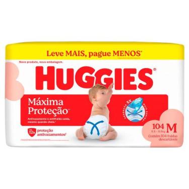 Imagem de Fralda Huggies Máxima Proteção Tamanho M 104 Unidades Descartáveis Lev