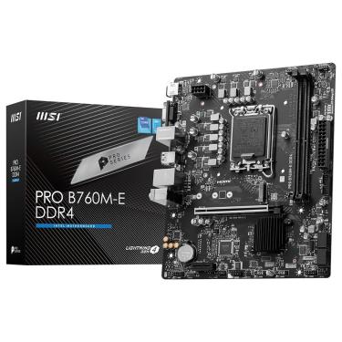 Imagem de Placa Mãe MSI Pro B760M-E DDR4 com Socket LGA 1700 e Suporte para Intel 12a Geração e Memória Até 64GB