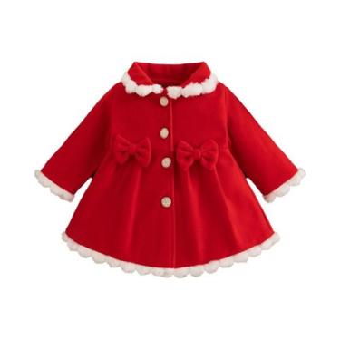Imagem de Casaco De Pelúcia Vermelho Para Bebê Menina, Roupa De Outono Inverno, 