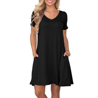 Imagem de Vestido Swing Casual Feminino de Verão Lionstill Preto Tamanho L