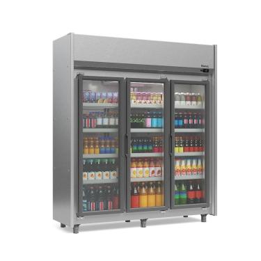 Imagem de Expositor 3 Portas Tipo Inox GEAS3P 4 Prateleiras 220v Gelopar