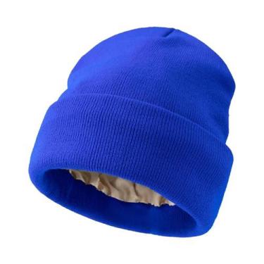Imagem de Gorro Feminino De Inverno Antiestático Forrado Em Cetim, Touca De Malh
