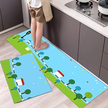 Imagem de Tapetes de cozinha e tapetes de borracha antiderrapantes para cozinha, tapete de cozinha, tapete de cozinha, lavável, tapete de cozinha, tapete para banheiro, corredor, tapete
