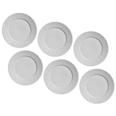 Imagem de Conjunto de Prato Raso Porto Brasil Madeleine em Faiança Feldspático - 6 Peças