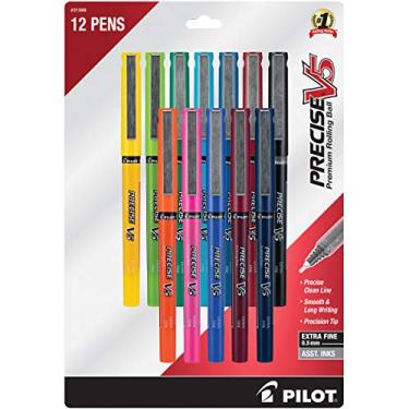 Imagem de Pilot, Precise V5, canetas esferográficas de tinta líquida tampada, ponta extrafina de 0,5 mm, cores sortidas, pacote com 12