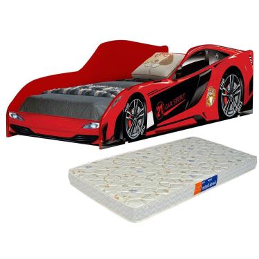 Cama Infantil Solteiro Carro Formula 1 Vermelho para Colchão 88cm