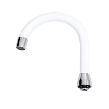 Imagem de Tubo Bica Móvel Para Lavatório Silicone Branco Arejador Fixo