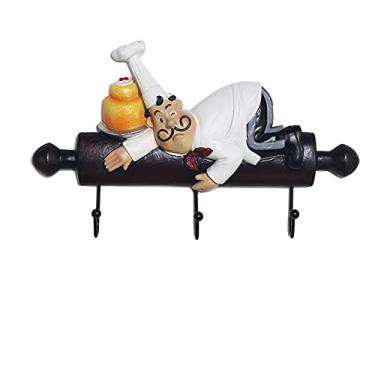 Imagem de Lindo chef com bolo decoração de parede ganchos de parede decoração de parede decoração de cozinha, organizador de armazenamento para utensílios, luvas de forno, casaco, avental, panela, panelas e toalhas de mão