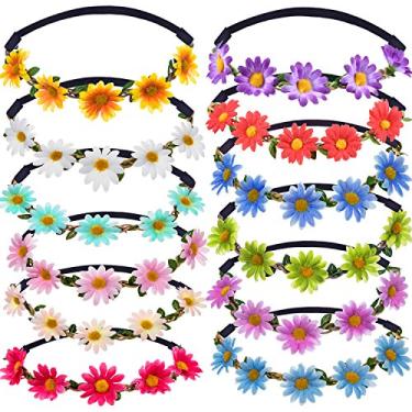 Imagem de Bememo 12 peças multicoloridas para damas de honra, coroa floral, coroa de flores, para festivais, festas de casamento
