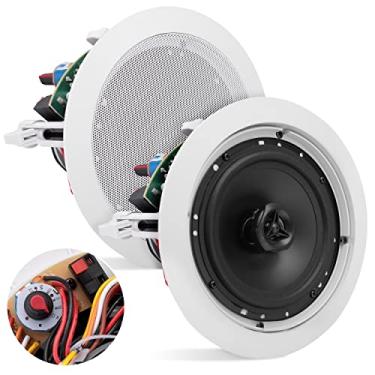Imagem de Alto-falante de teto e parede – subwoofer de som estéreo de áudio 2 vias de 6,5 polegadas, som com tweeter de cúpula, 500 watts, design embutido na parede e no teto para sistema de surround doméstico – Pyle PDIC63T (branco)