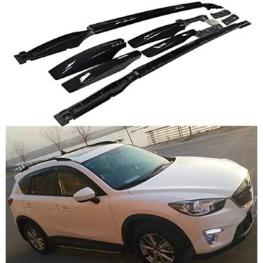 Imagem de 2 peças de alumínio superior trilho de teto rack de teto trilho lateral suporte para barra de trilho lateral serve para Mazda CX-5 CX 5 2012-2016- preto