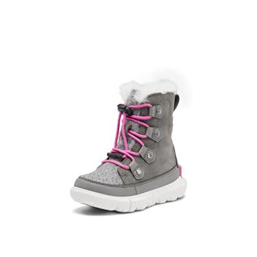 Imagem de SOREL Youth Unisex Little Children's Explorer Lace Waterproof Boot - Quarry, Bright Lavender - Size 8
