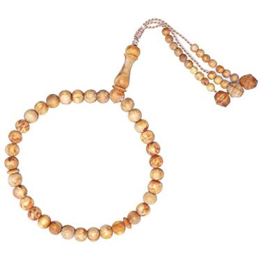 Imagem de Exotic Beads Rosário de oração de madeira de pinheiro especial perfumado natural com 33 contas do Ramadã - Tespih Tasbih de madeira de 8 mm, madeira, Madeira, Sem Pedra Preciosa