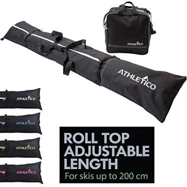 Imagem de Athletico Conjunto de duas peças de bolsa para esqui e bota | Loja e transporte de skis até 200 cm e botas até tamanho 13 | Inclui 1 bolsa de esqui e 1 bolsa de esqui (preta), Black with White Trim
